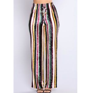 Velvet striped pants